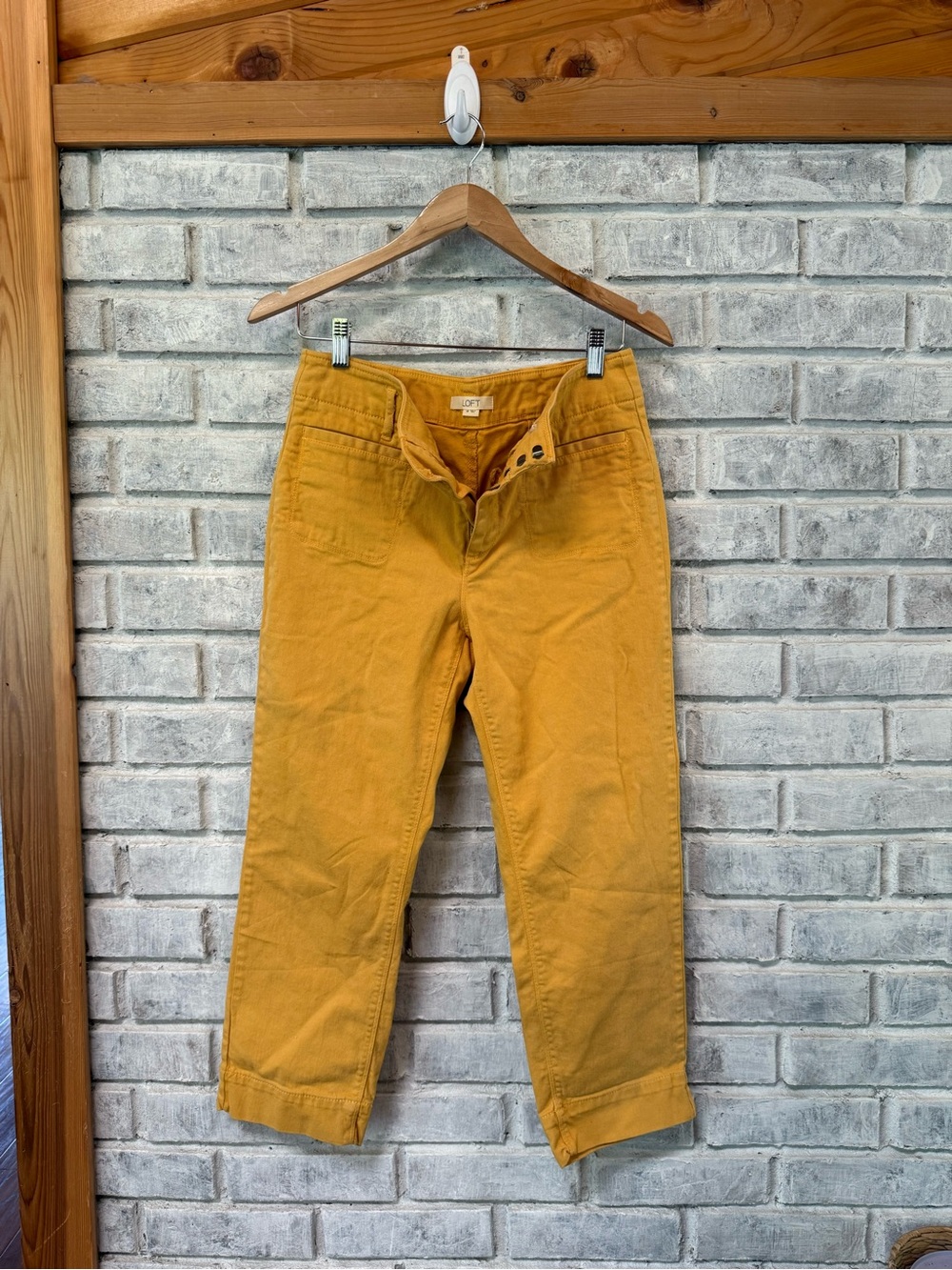LOFT Mustard Yellow Cropped Straight Pants